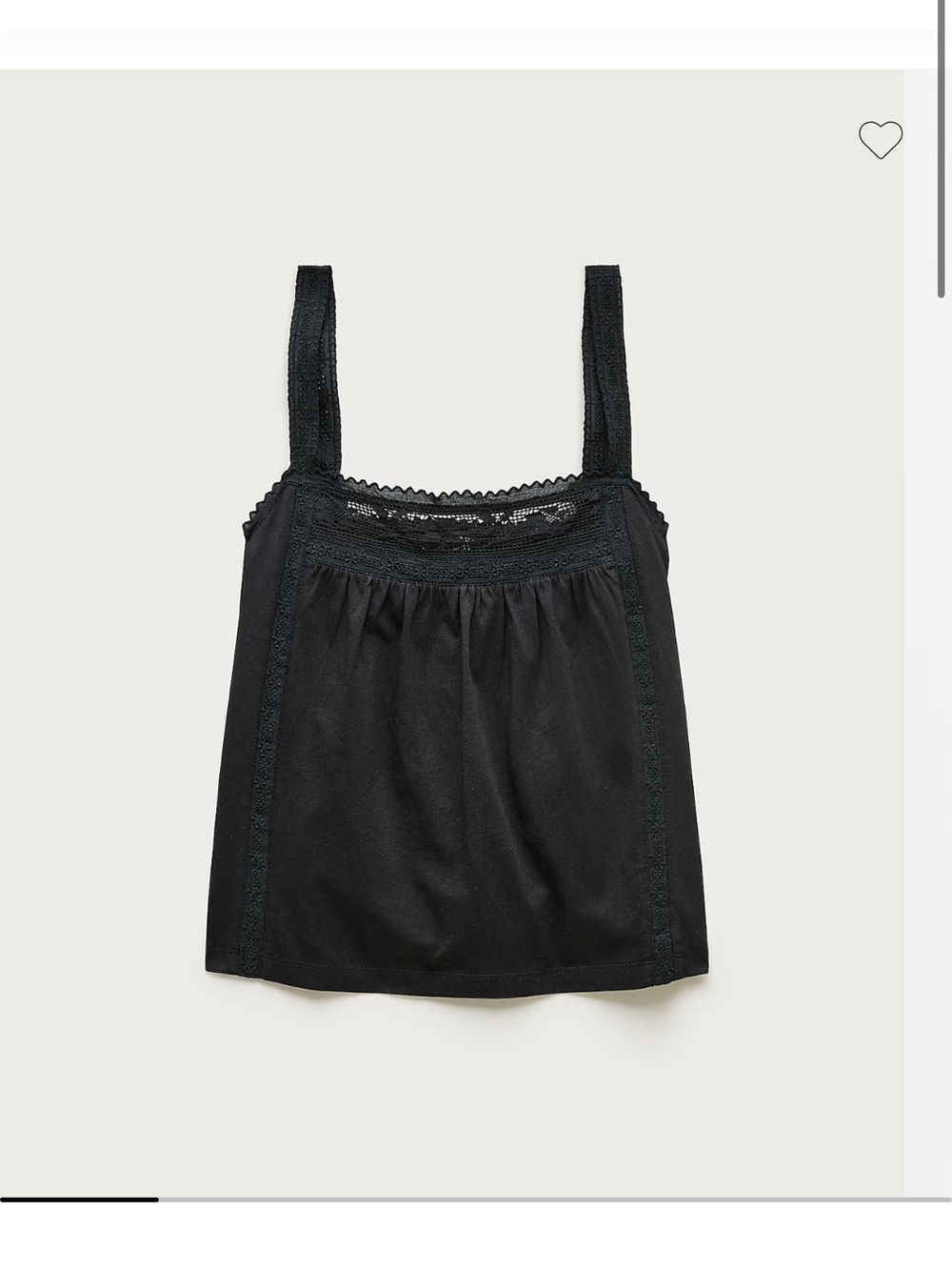 J Crew Black Lace trim tank top in broken in jersey NWT